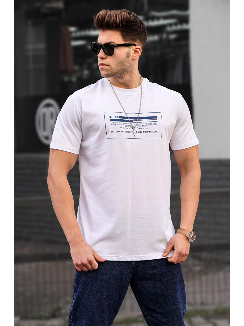 Erkek Beyaz %100 Pamuk Tişört 5389