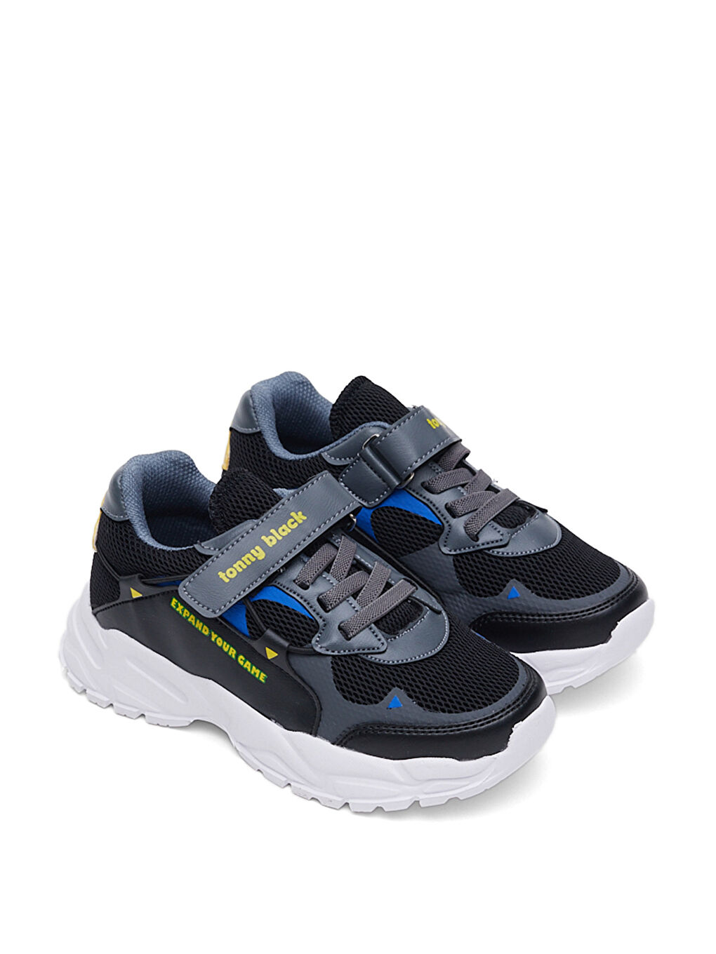 Çocuk Unisex Siyah Sarı Faylon Taban Rahat Kalıp Cırtlı Çocuk Ayakkabı-2