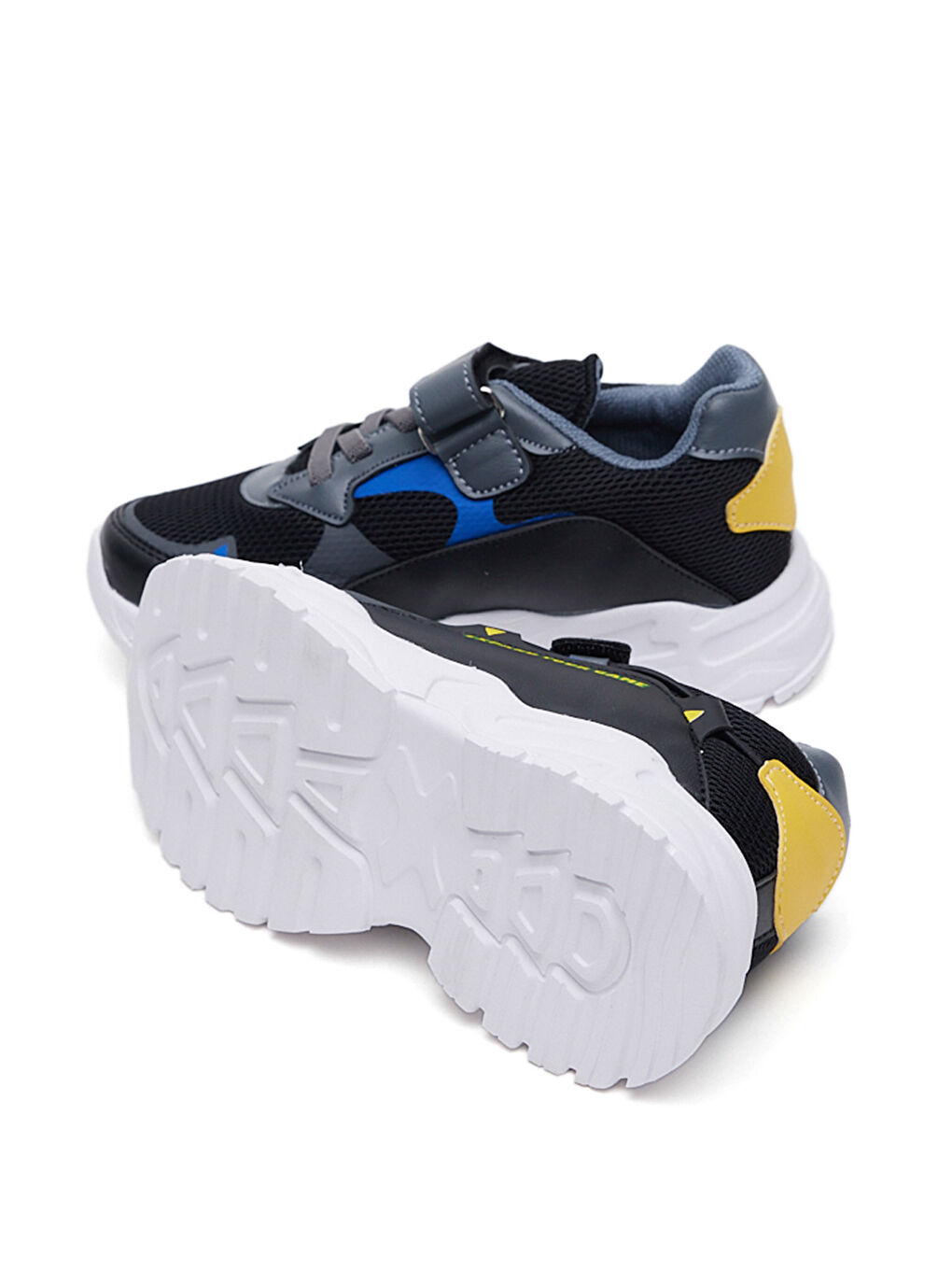 Çocuk Unisex Siyah Sarı Faylon Taban Rahat Kalıp Cırtlı Çocuk Ayakkabı-3