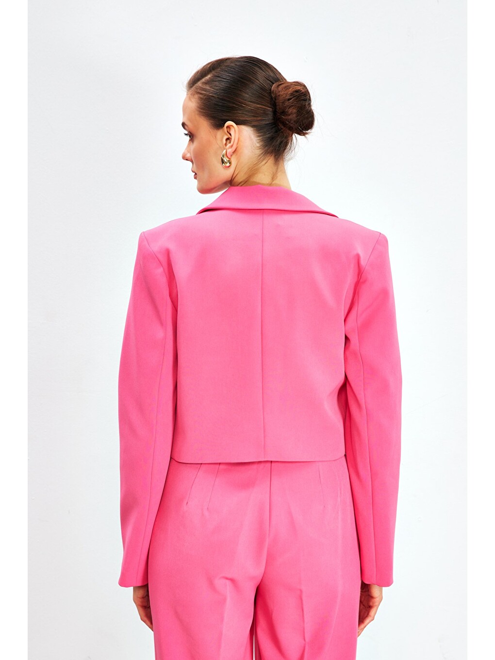Şal Yaka Kısa Ceket - Pembe