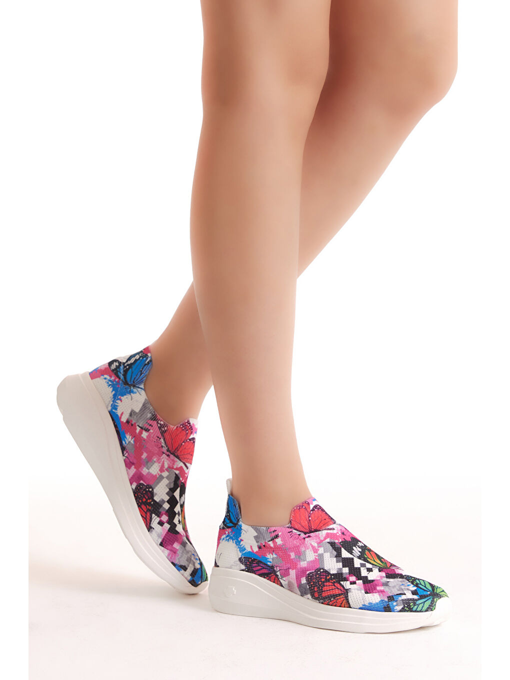 Siyah Kadın Renkli Desenli Spor Ayakkabı-2