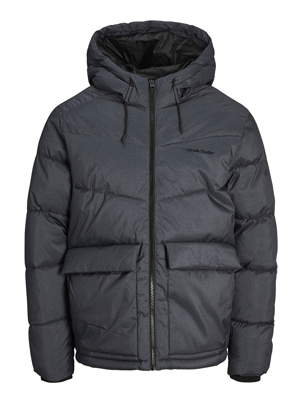 Jack & Jones Koyu Gri Jorvesterbro Suya Dayanıklı Kapüşonlu Erkek Mont 12238849 - 6