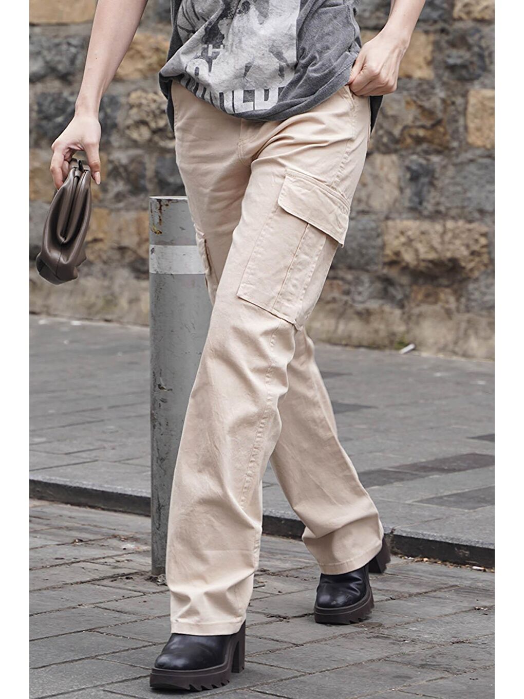 Bej Cep Detaylı Kargo Pantolon Mg1602-2