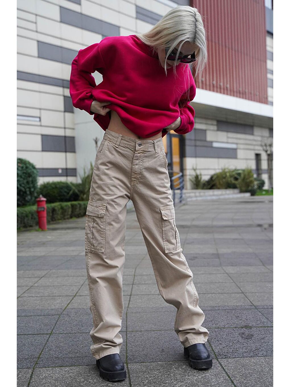 Bej Cep Detaylı Kargo Pantolon Mg1602-4