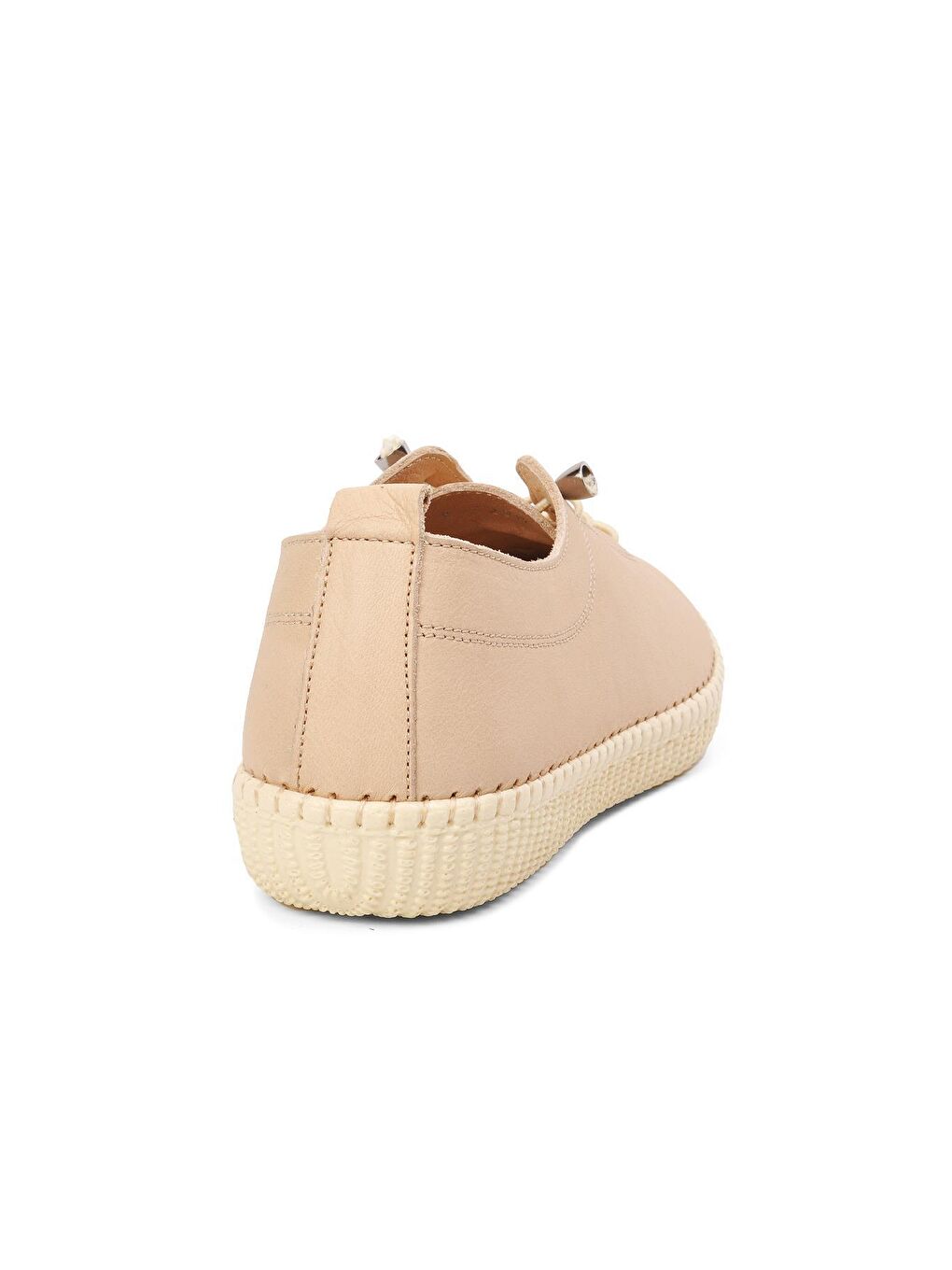 Bej Kadın Hakiki Deri Babet Ayakkabı 7230-3