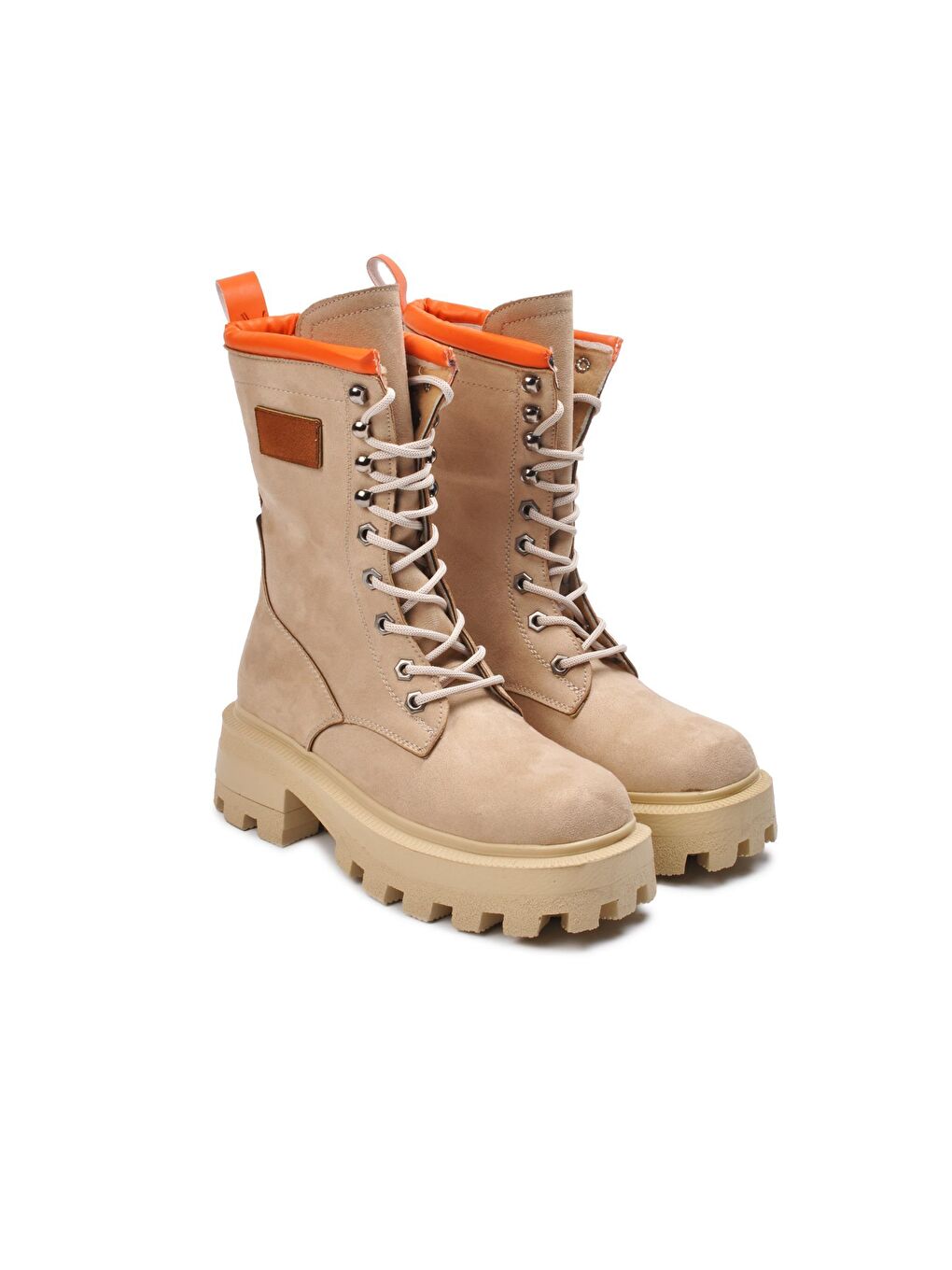 Bej Kr-01 Ten Süet Hafif Yüksek Topuklu Kadın Postal Bot-1