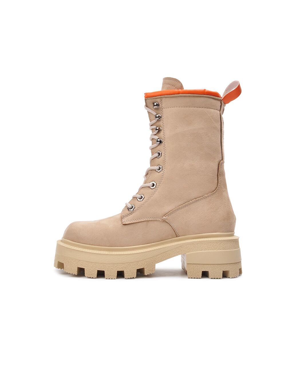 Bej Kr-01 Ten Süet Hafif Yüksek Topuklu Kadın Postal Bot-2