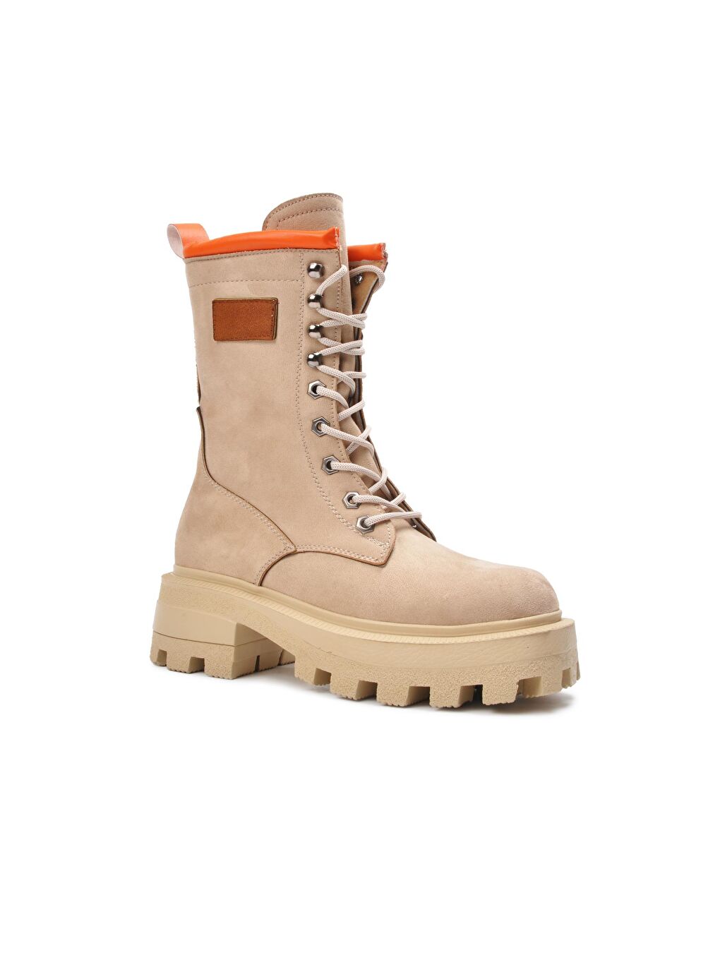 Bej Kr-01 Ten Süet Hafif Yüksek Topuklu Kadın Postal Bot-3