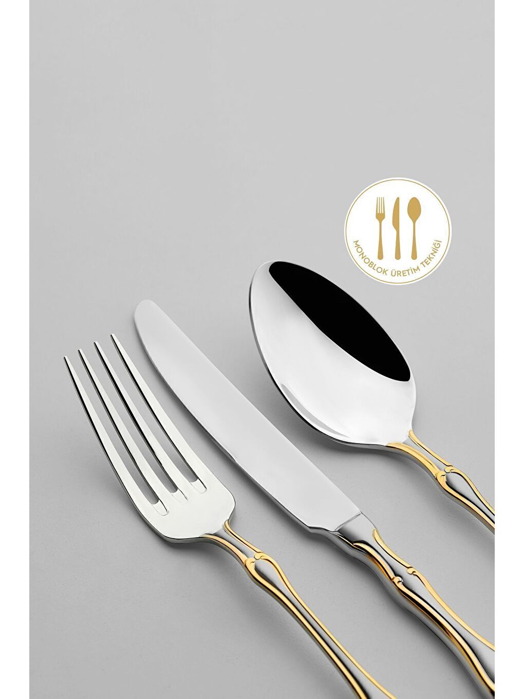 Sarı Adriana Altın Saten 6 Kişilik 36 Parça Kutulu Çatal Kaşık Bıçak Takımı-4