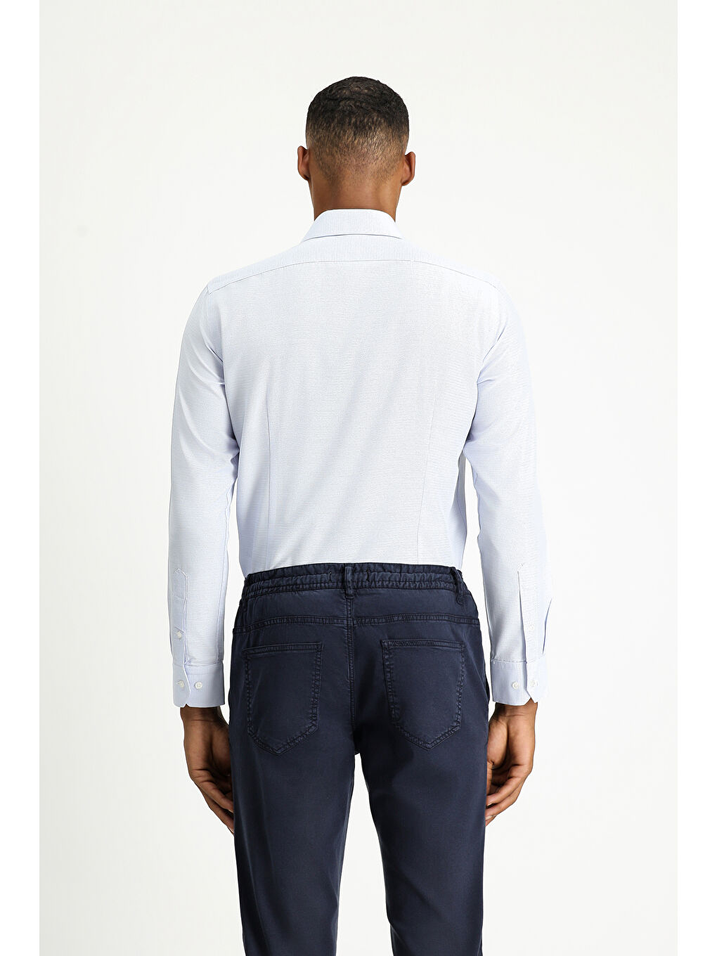 Mavi Uzun Kol Slim Fit Dar Kesim Klasik Desenli Pamuklu Kolay Ütülenebilir Gömlek-3