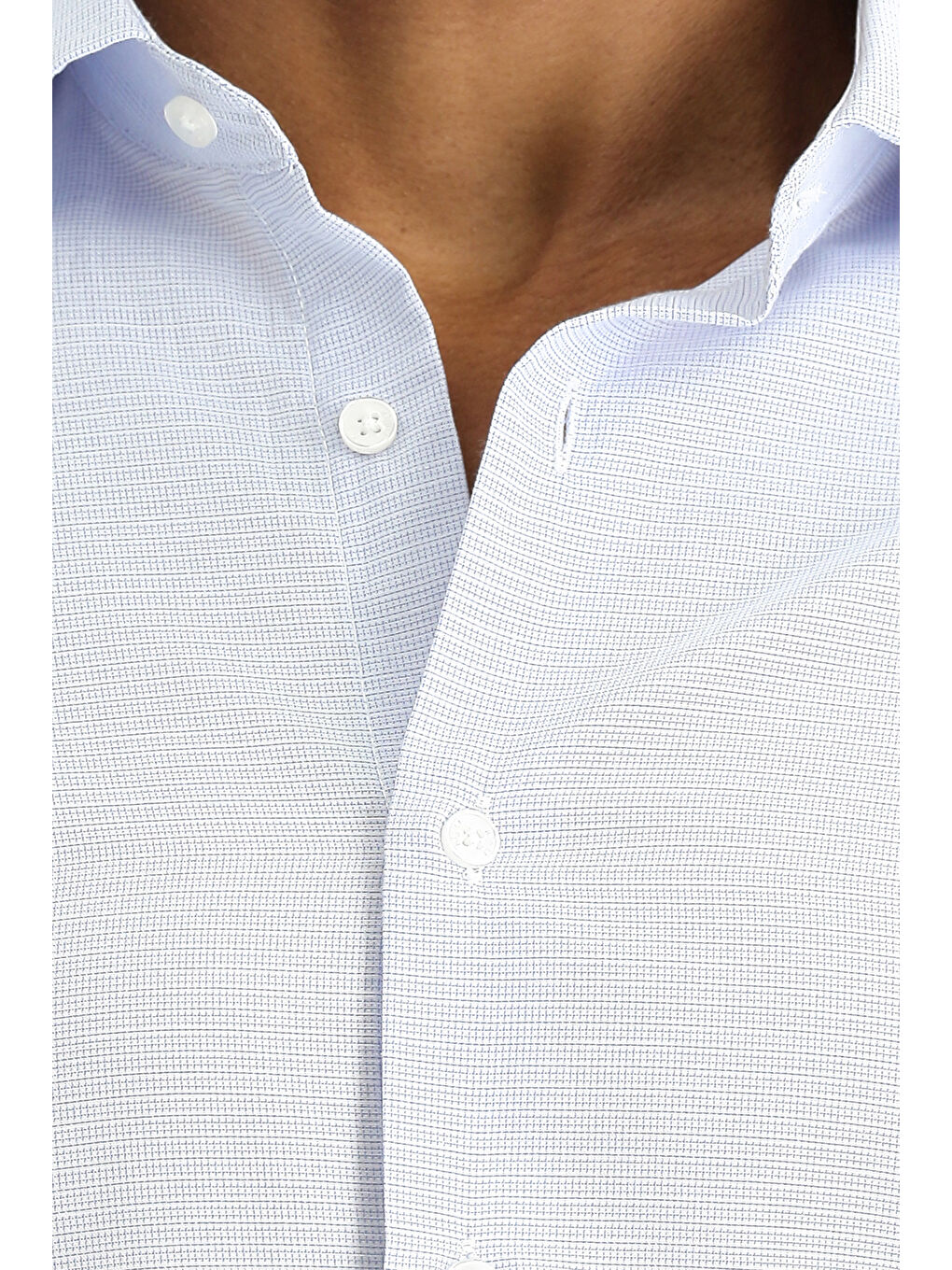 Mavi Uzun Kol Slim Fit Dar Kesim Klasik Desenli Pamuklu Kolay Ütülenebilir Gömlek-4
