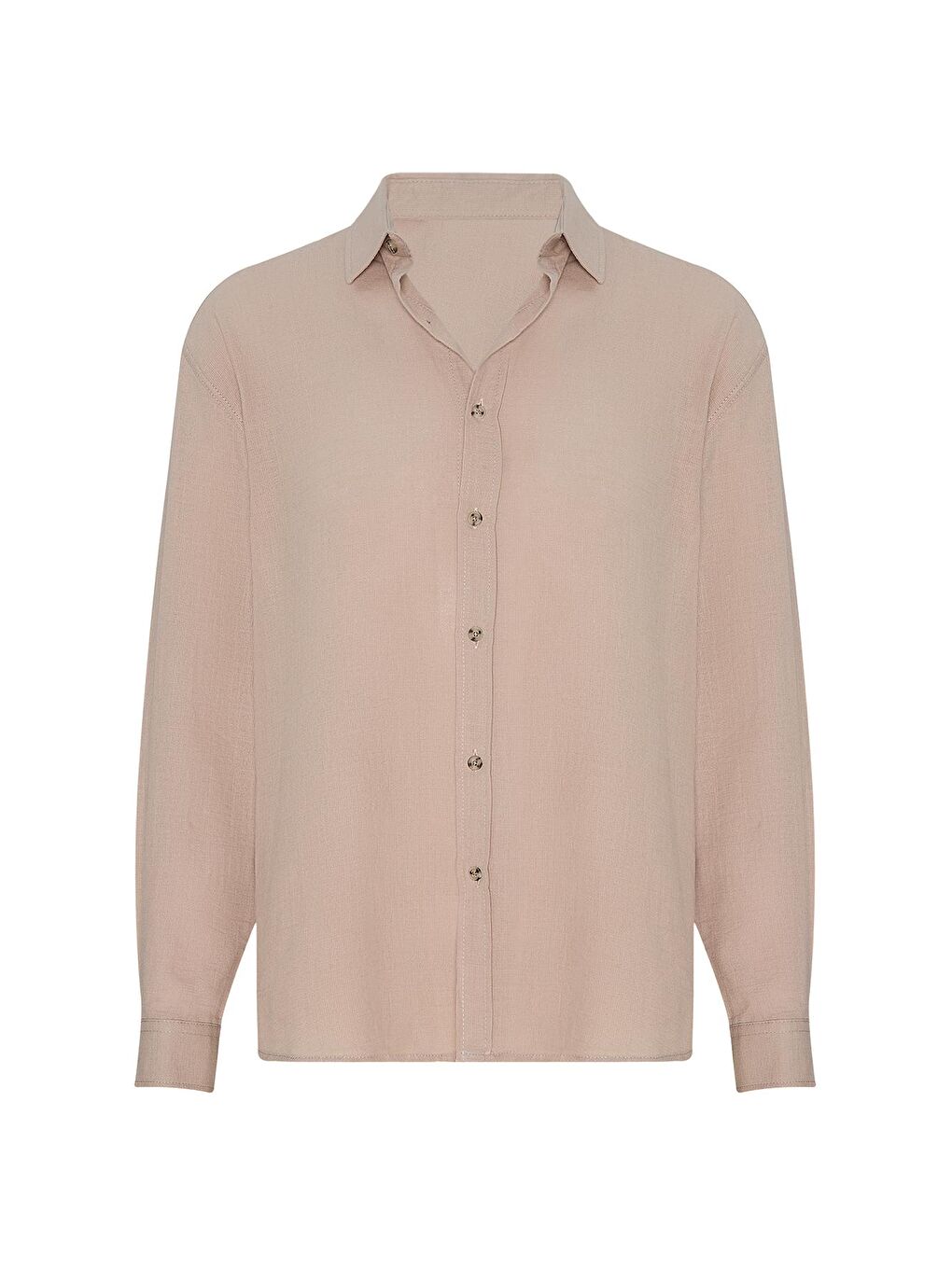 Bej Gömlek Yaka Düğmeli Keten Gömlek 2YXE2-45924-25