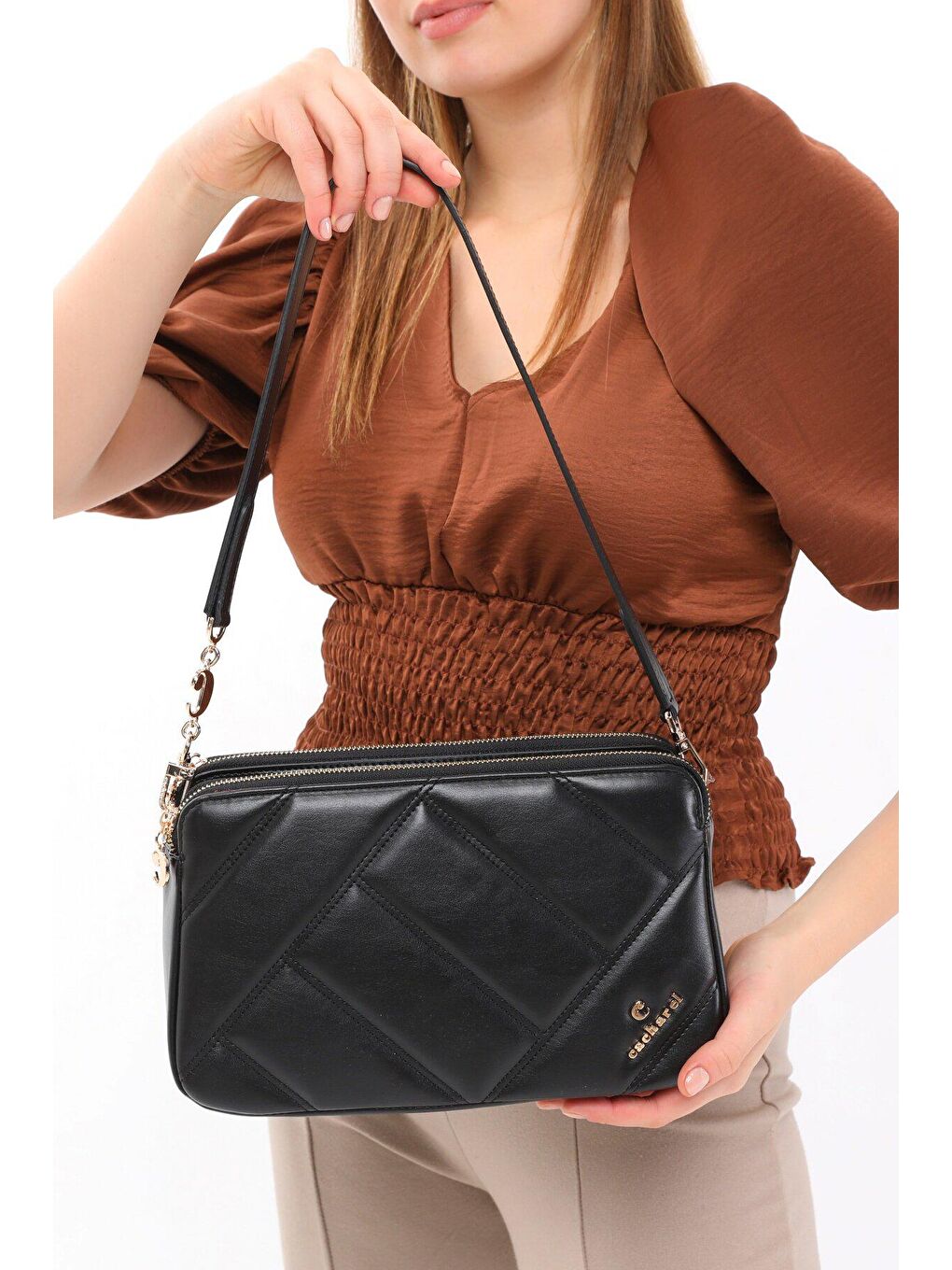 Siyah Kadın Çapraz Göğüs Ve Omuz Çanta-3