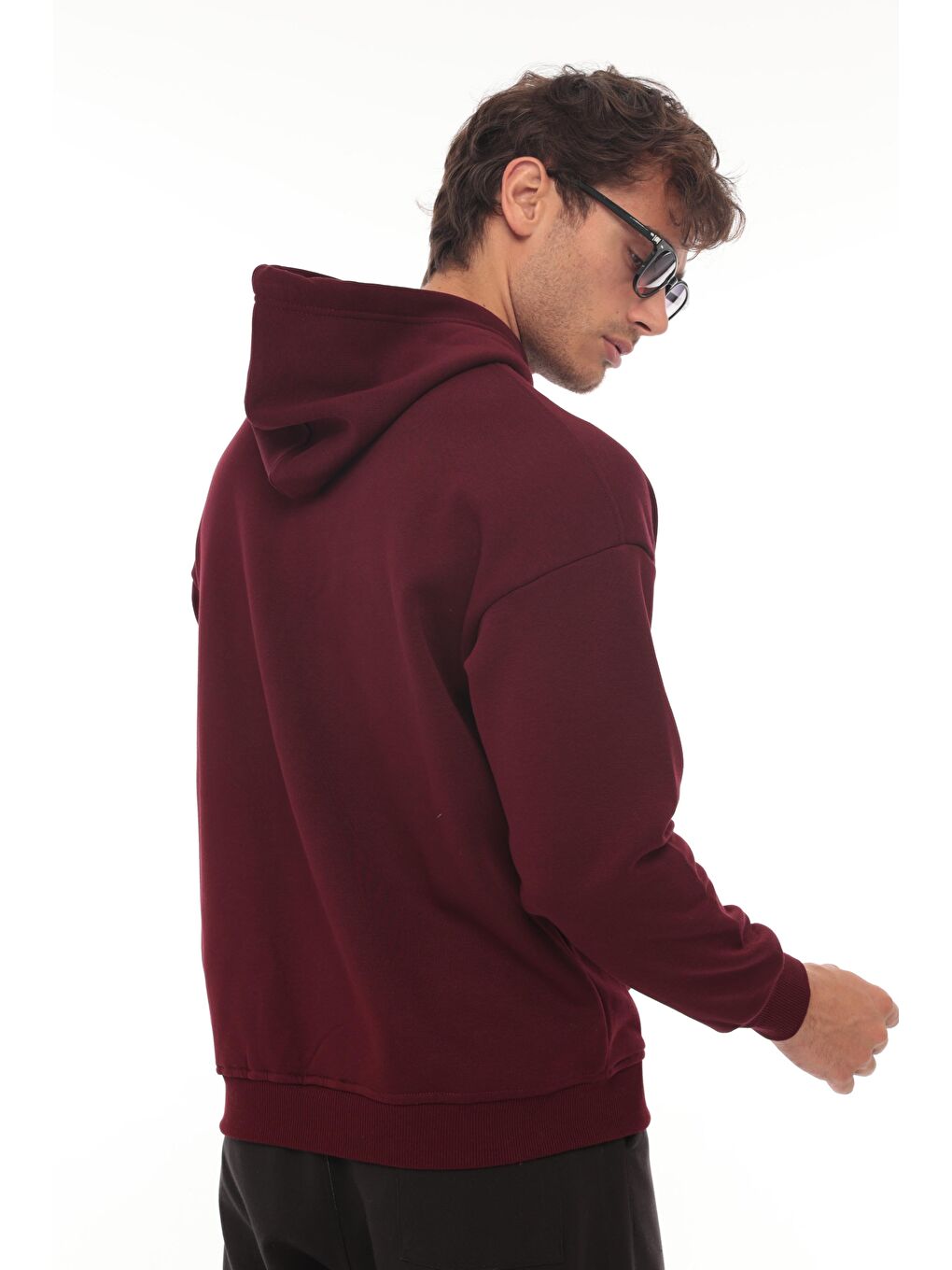 Miron Bordo Üç İplik Head Chopper Nakışlı Oversize Kapüşonlu Sweatshirt - 2