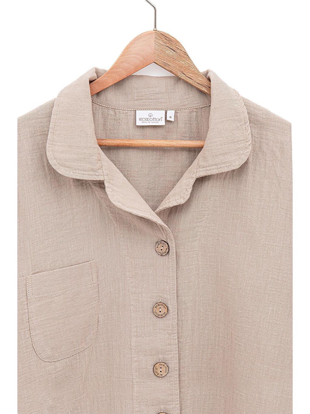 Melsa Kadın Pijama Takımı %100 Organik Pamuk Müslin Bej-1