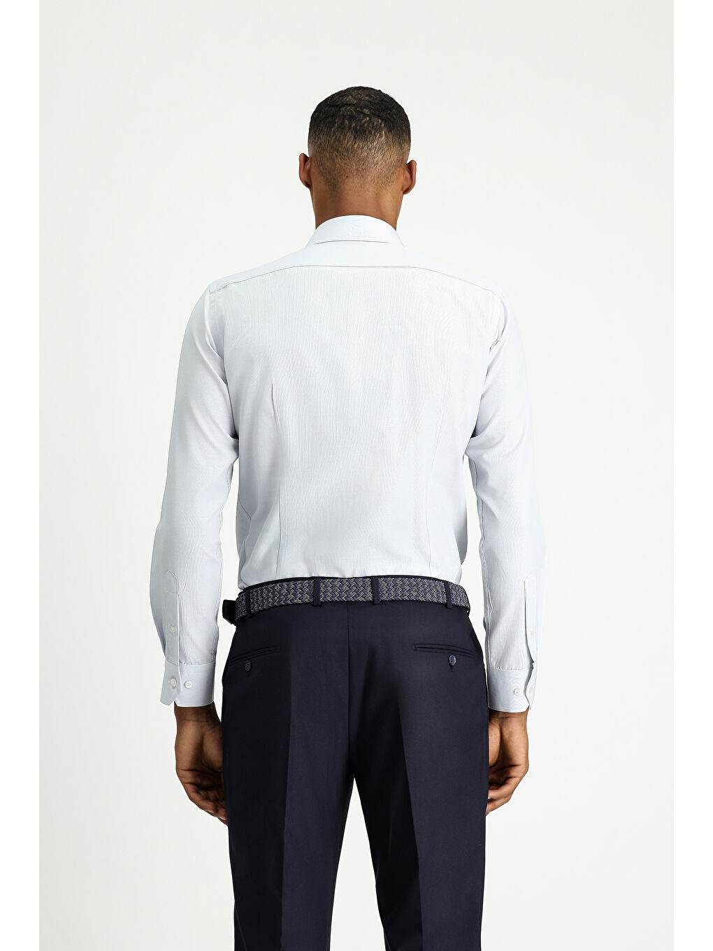 Gri Uzun Kol Slim Fit Dar Kesim Klasik Desenli Pamuklu Kolay Ütülenebilir Gömlek-3