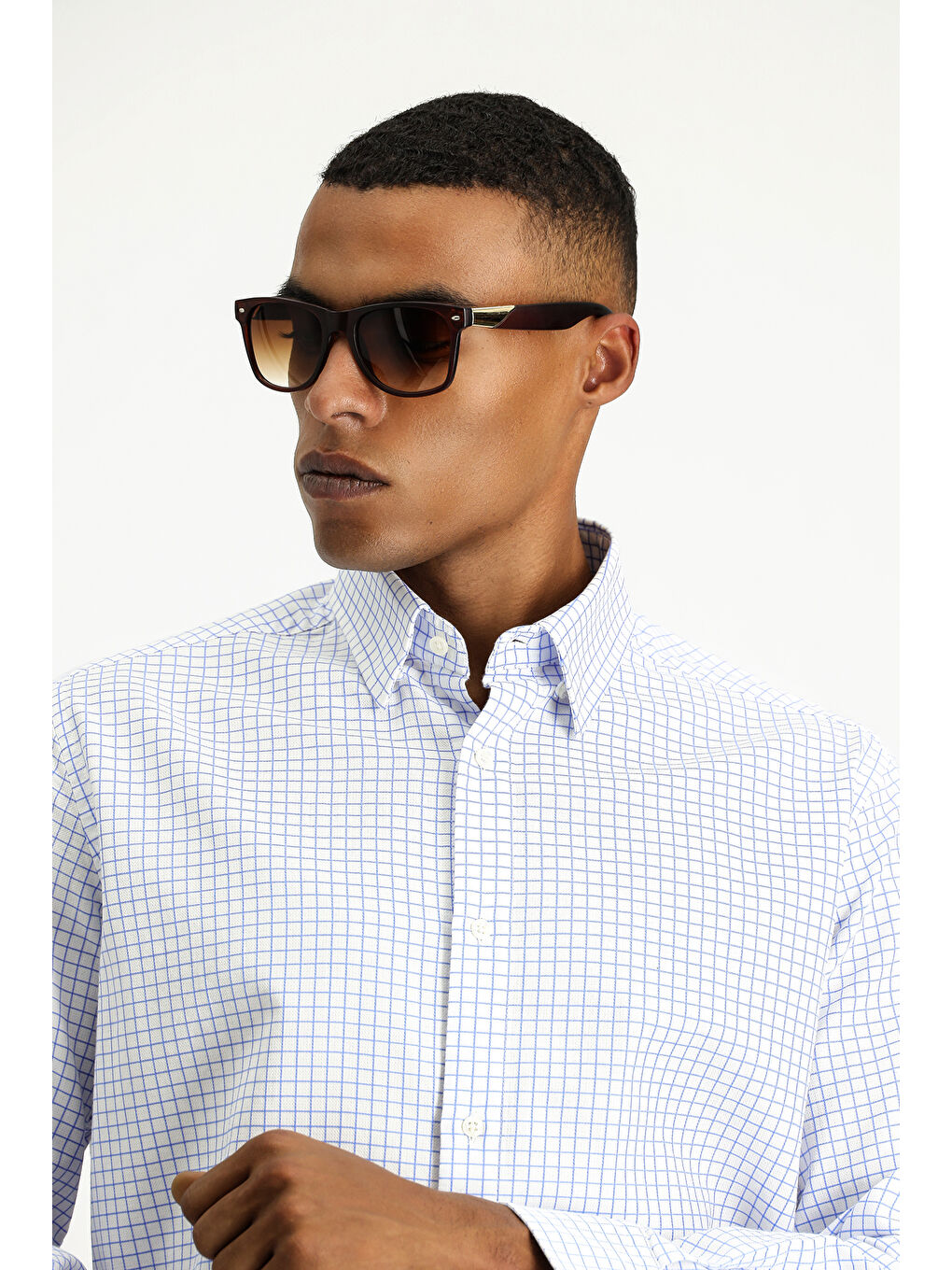 Mavi Uzun Kol Regular Fit Ekose Pamuk %100 Pamuk Gömlek-2