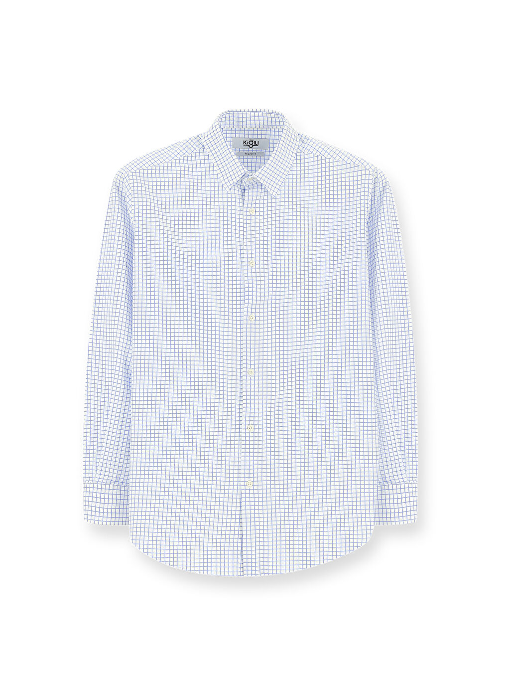 Mavi Uzun Kol Regular Fit Ekose Pamuk %100 Pamuk Gömlek-5