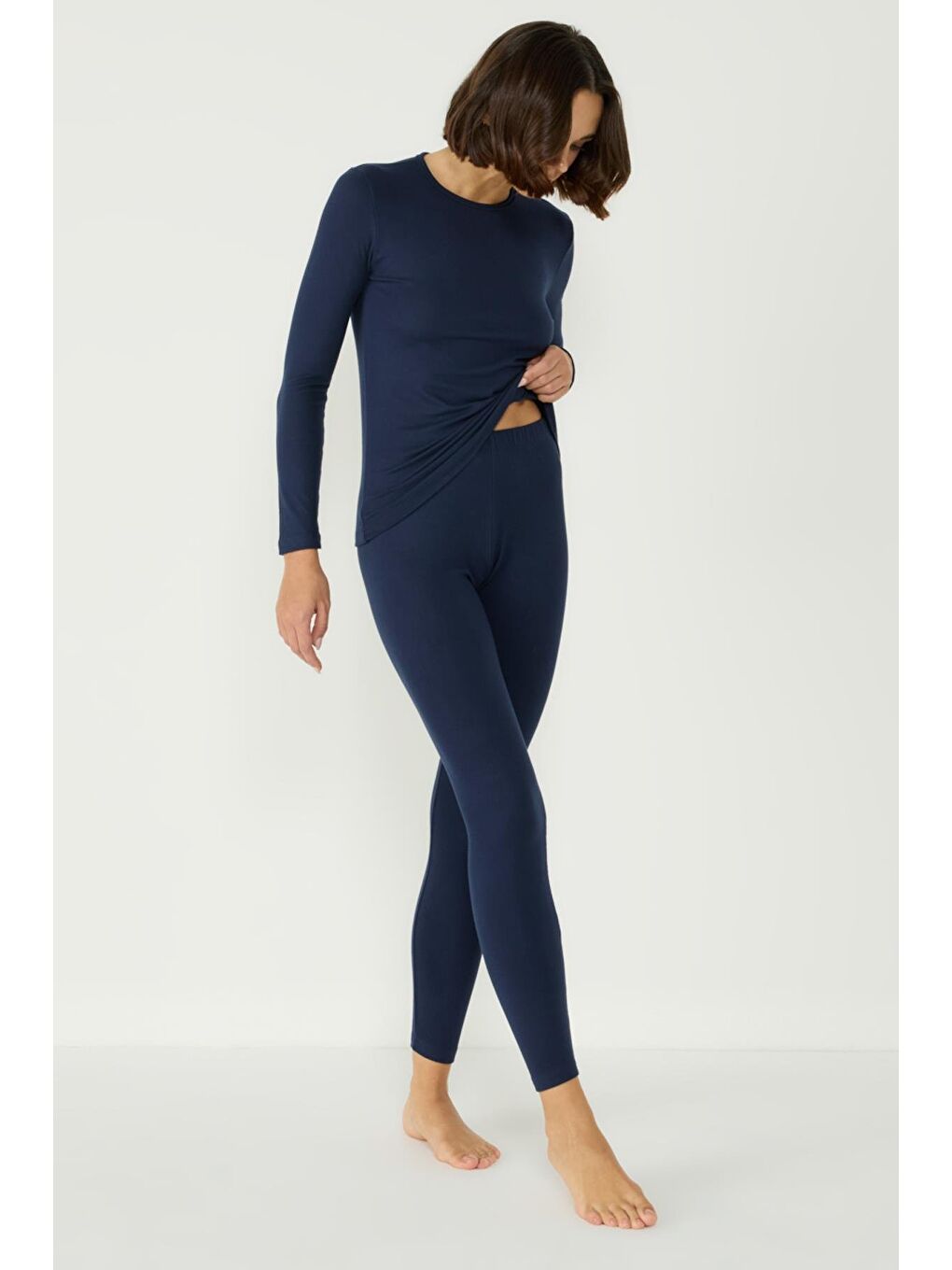 Kadın Uzun Kol Bisiklet Yaka Termal Takım 405152 / 409003 Lacivert-3