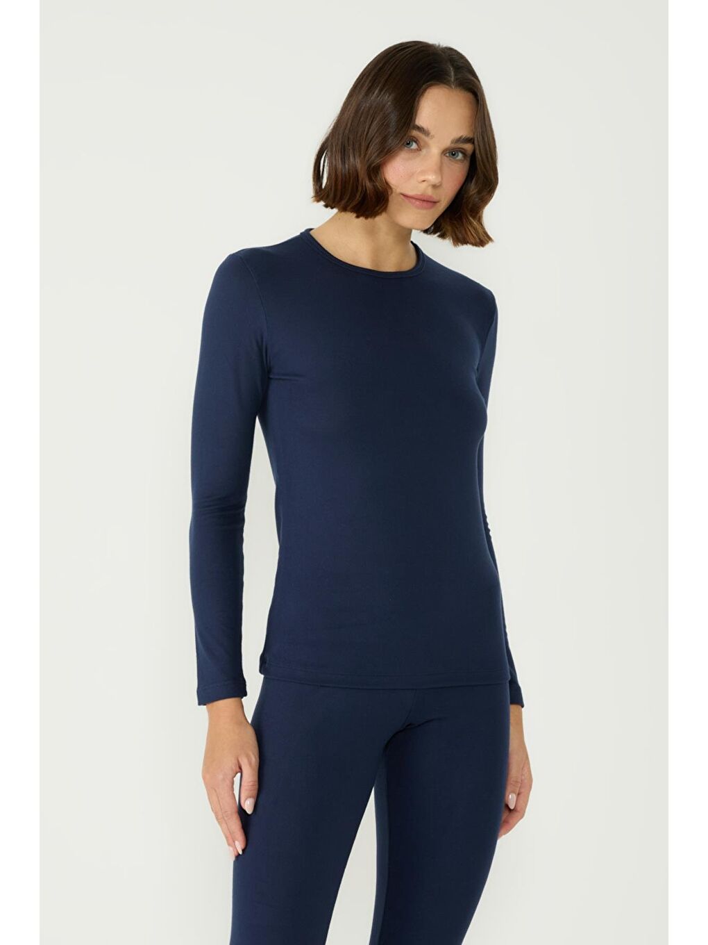 Kadın Uzun Kol Bisiklet Yaka Termal Takım 405152 / 409003 Lacivert-4