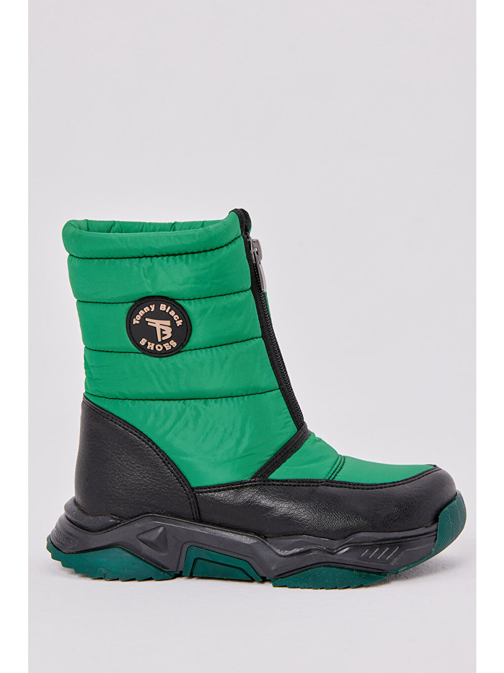 Çocuk Unisex Açık Yeşil Rahat Kalıp Spor Taban Önü Fermuarlı İçi Kürklü Kar Botu-1