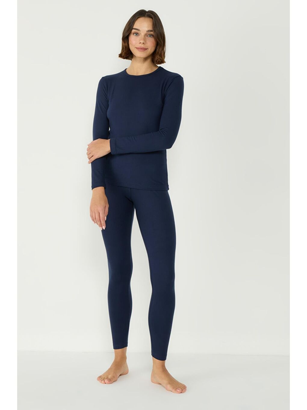 Kadın Uzun Kol Bisiklet Yaka Termal Takım 405152 / 409003 Lacivert-7