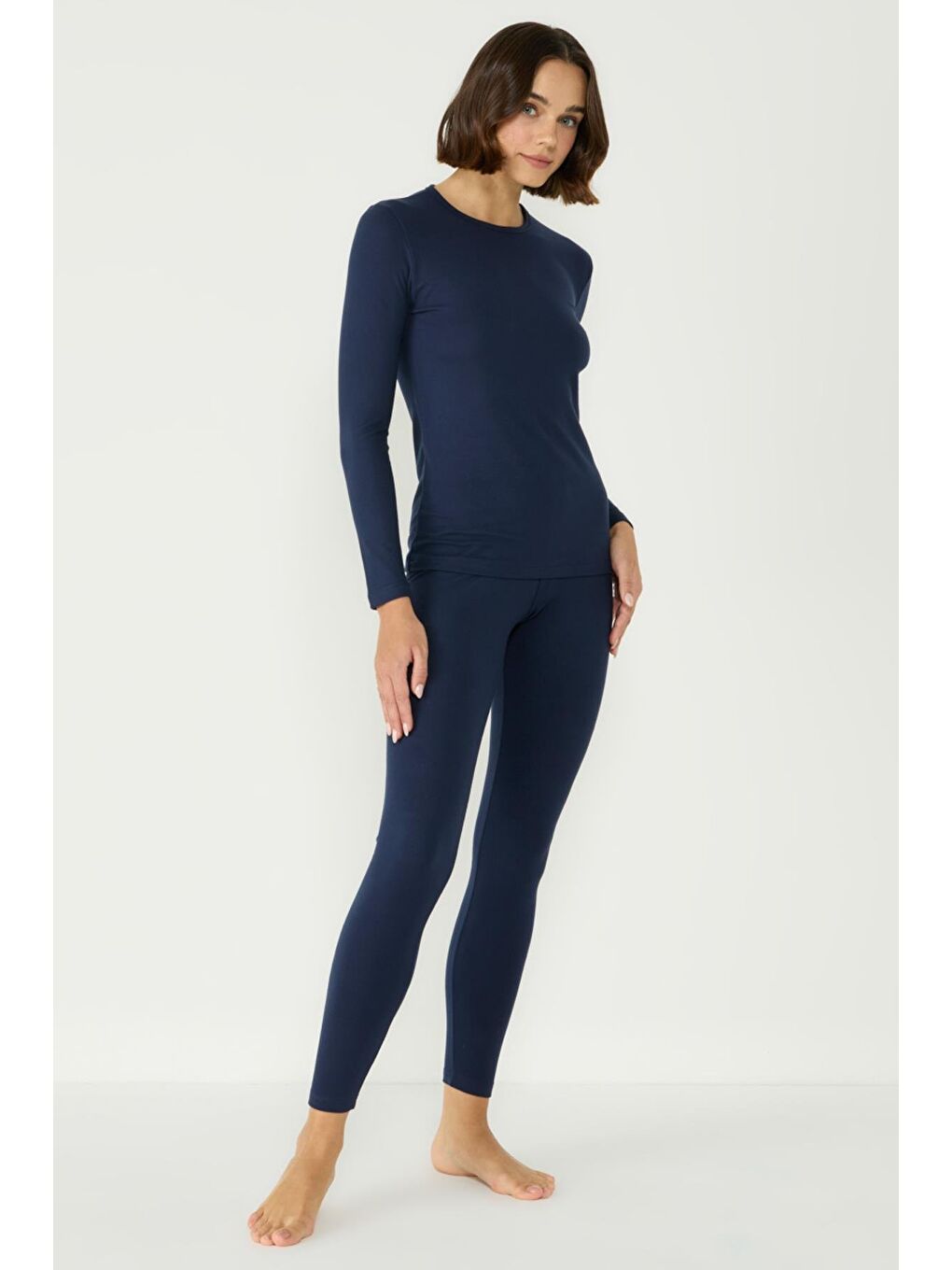 Kadın Uzun Kol Bisiklet Yaka Termal Takım 405152 / 409003 Lacivert-5