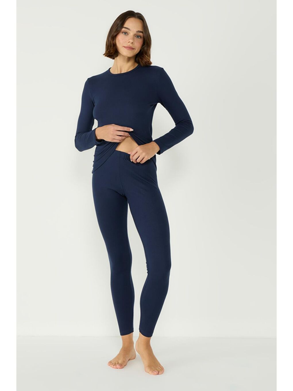 Kadın Uzun Kol Bisiklet Yaka Termal Takım 405152 / 409003 Lacivert-9