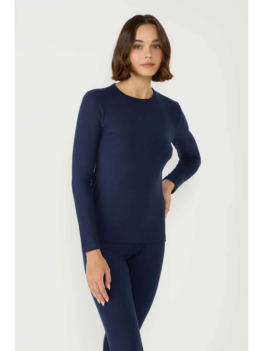 Kadın Uzun Kol Bisiklet Yaka Termal Takım 405152 / 409003 Lacivert-10