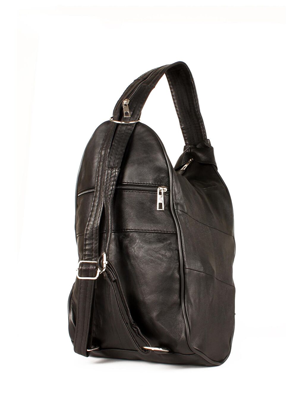 Siyah Kadın Hakiki Deri Çift Fonksiyonlu Sırt ve Omuz Çantası (1595)-1