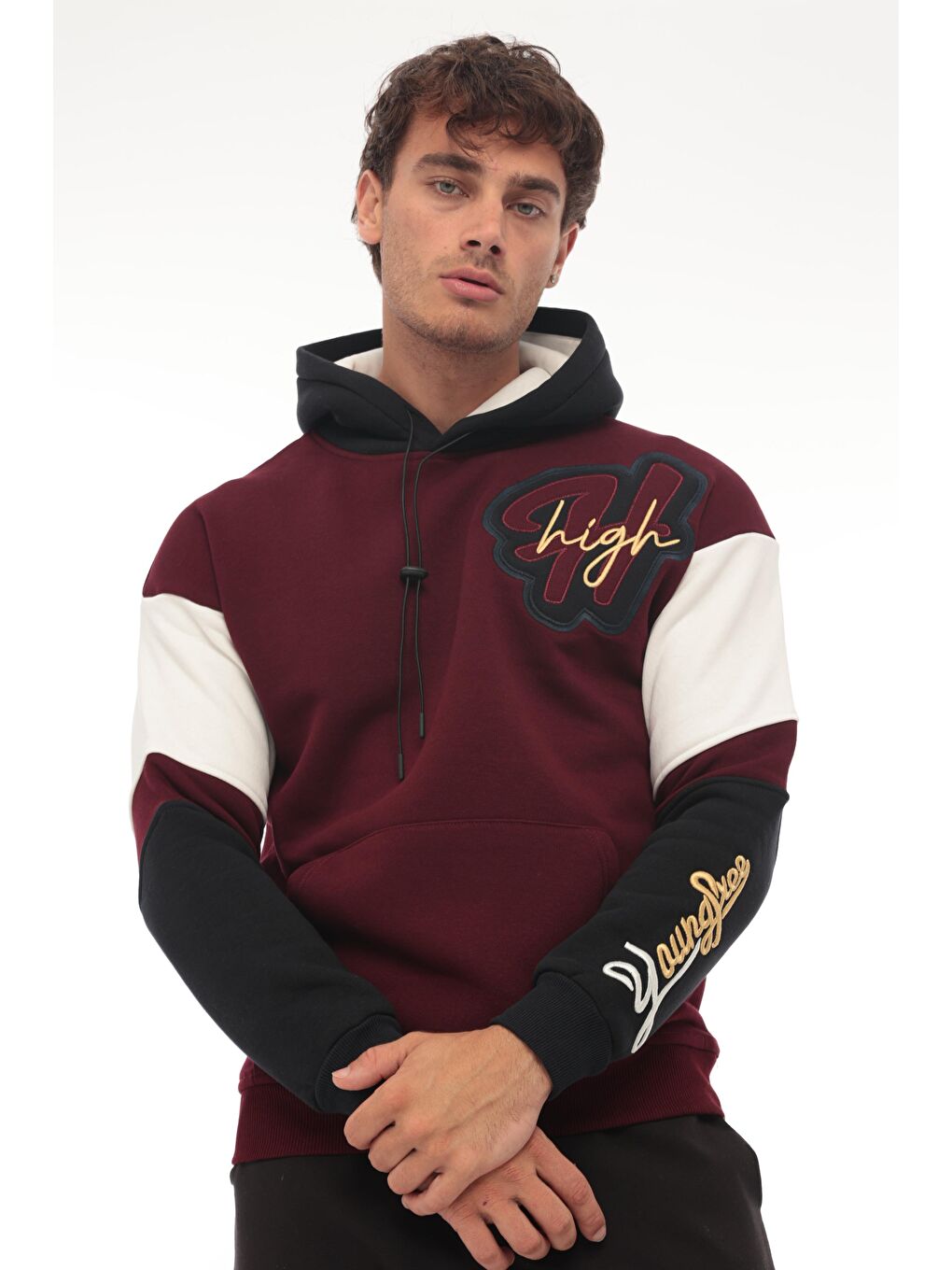 Miron Bordo High Nakışlı Oversize Sweatshirt - Bordo