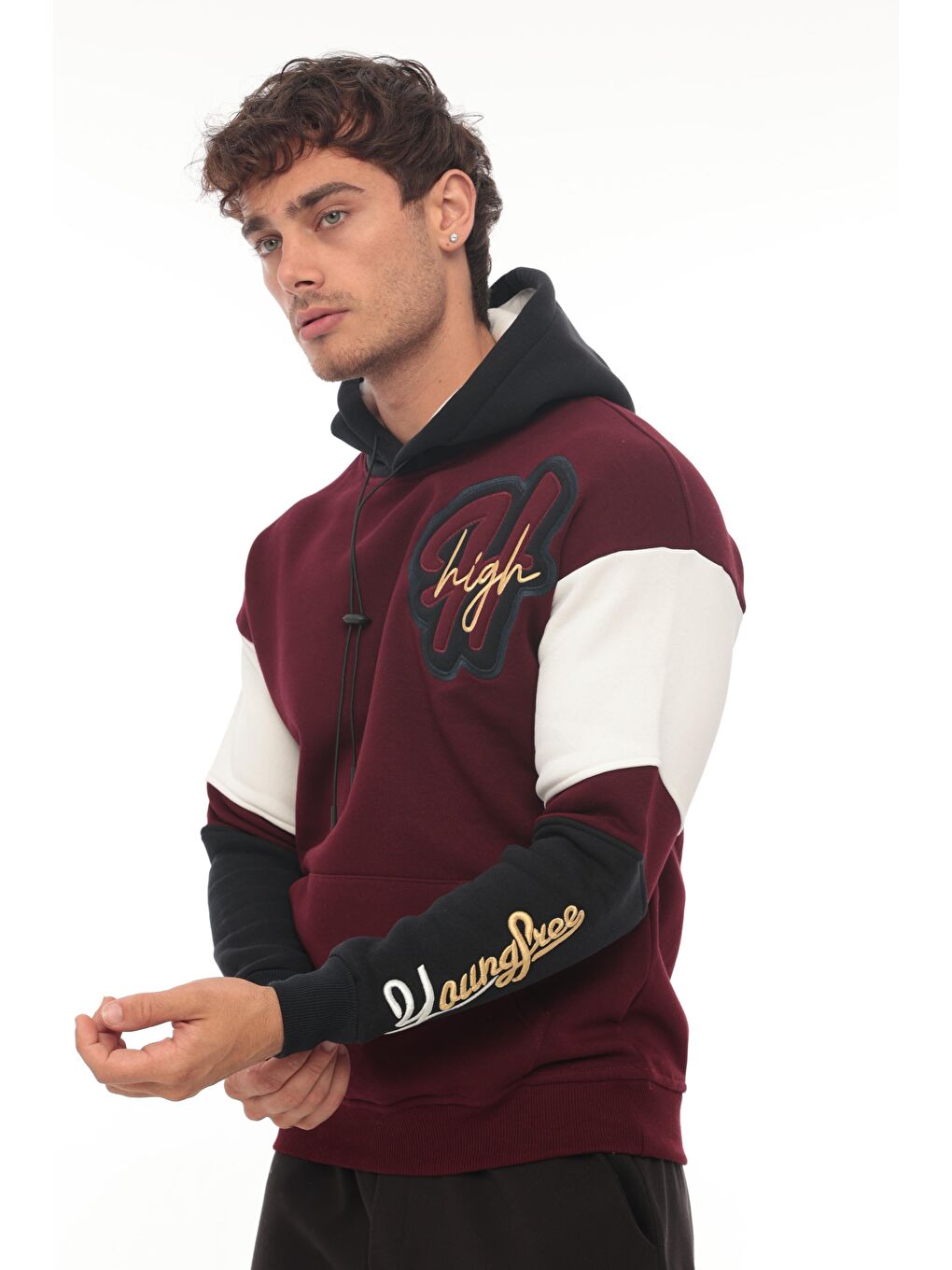 Miron Bordo High Nakışlı Oversize Sweatshirt - Bordo - 1