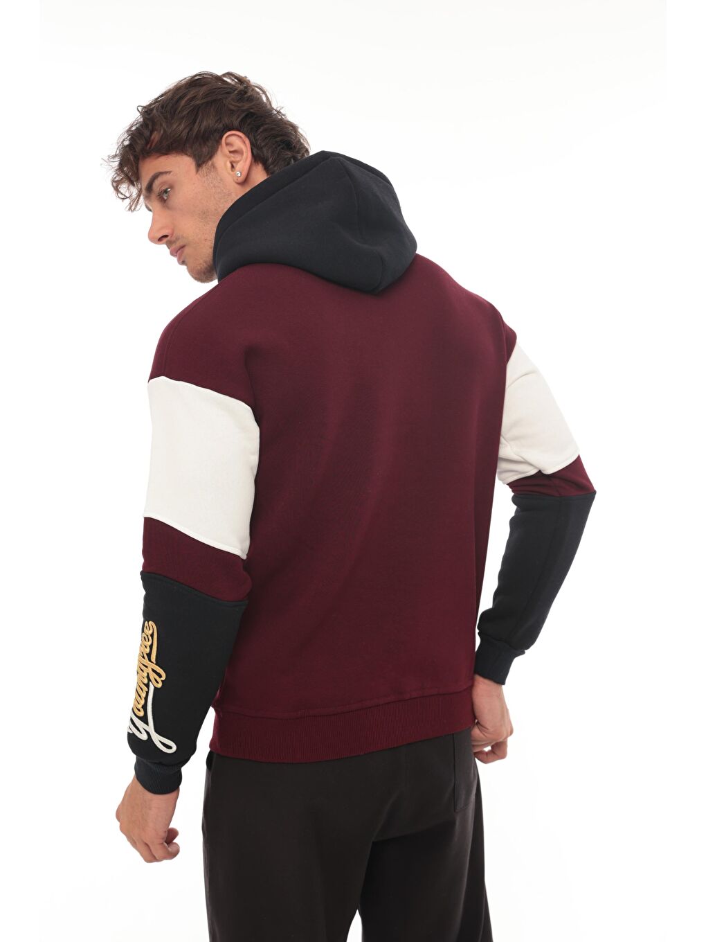 Miron Bordo High Nakışlı Oversize Sweatshirt - Bordo - 3