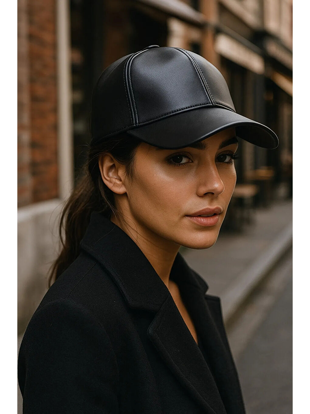 Unisex Siyah Deri Kep Şapka Spk1104-1