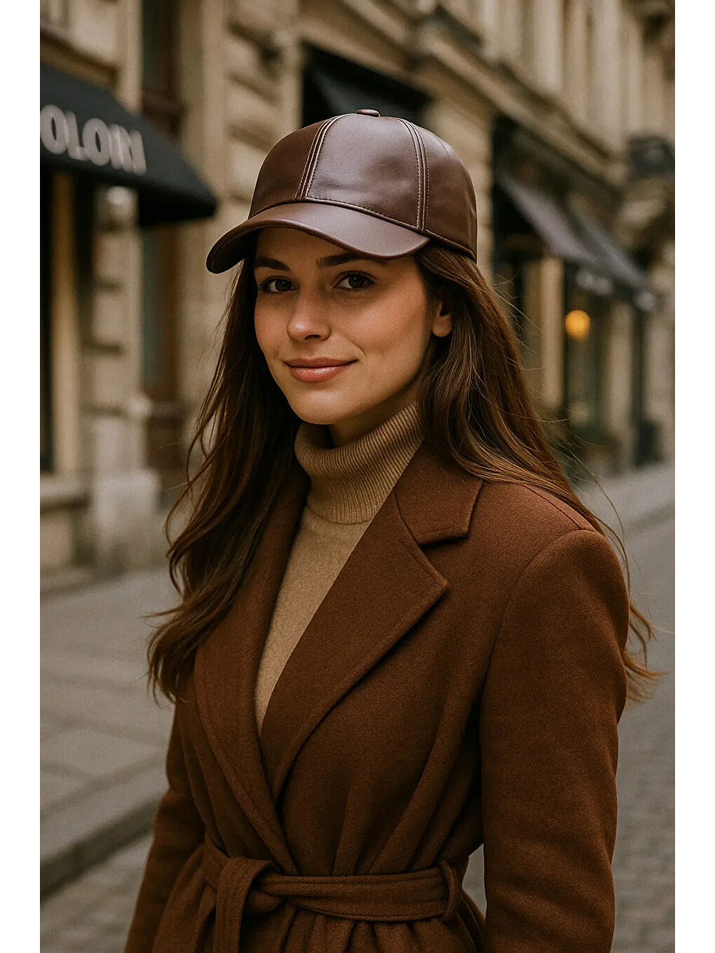 Unisex Kahverengi Deri Kep Şapka Spk1104-2