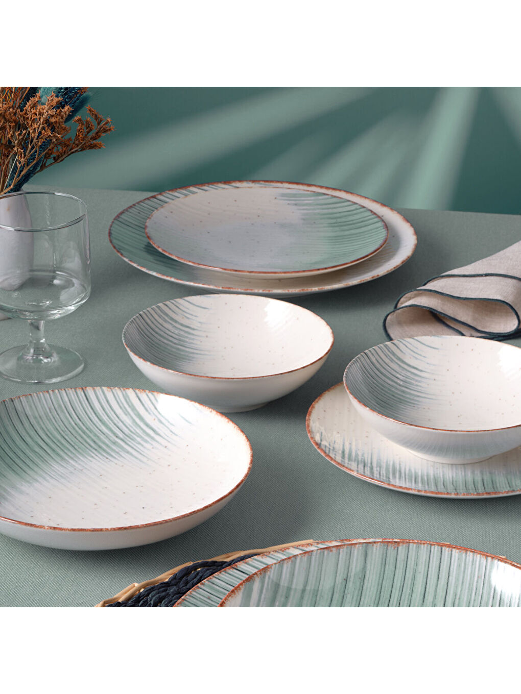 Ekru Camelia 24 Parça 6 Kişilik Yemek Takımı 19320-2