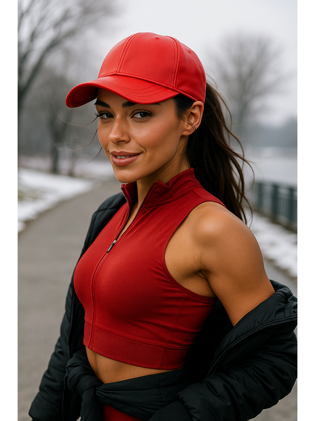 Unisex Kırmızı Deri Kep Şapka Spk1104-1