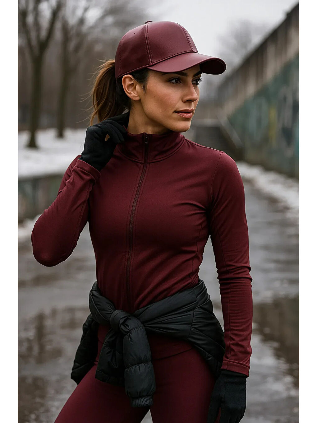 Unisex Bordo Deri Kep Şapka SPK1104-1