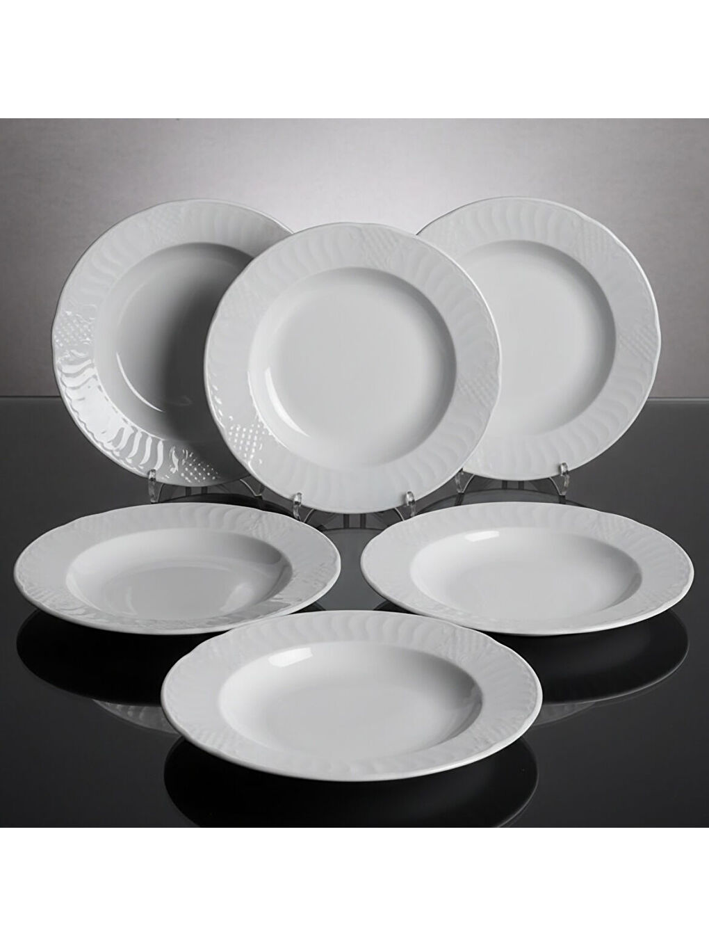 Ekru Sembol 6 Parça 22 cm Çukur Yemek Tabağı-2