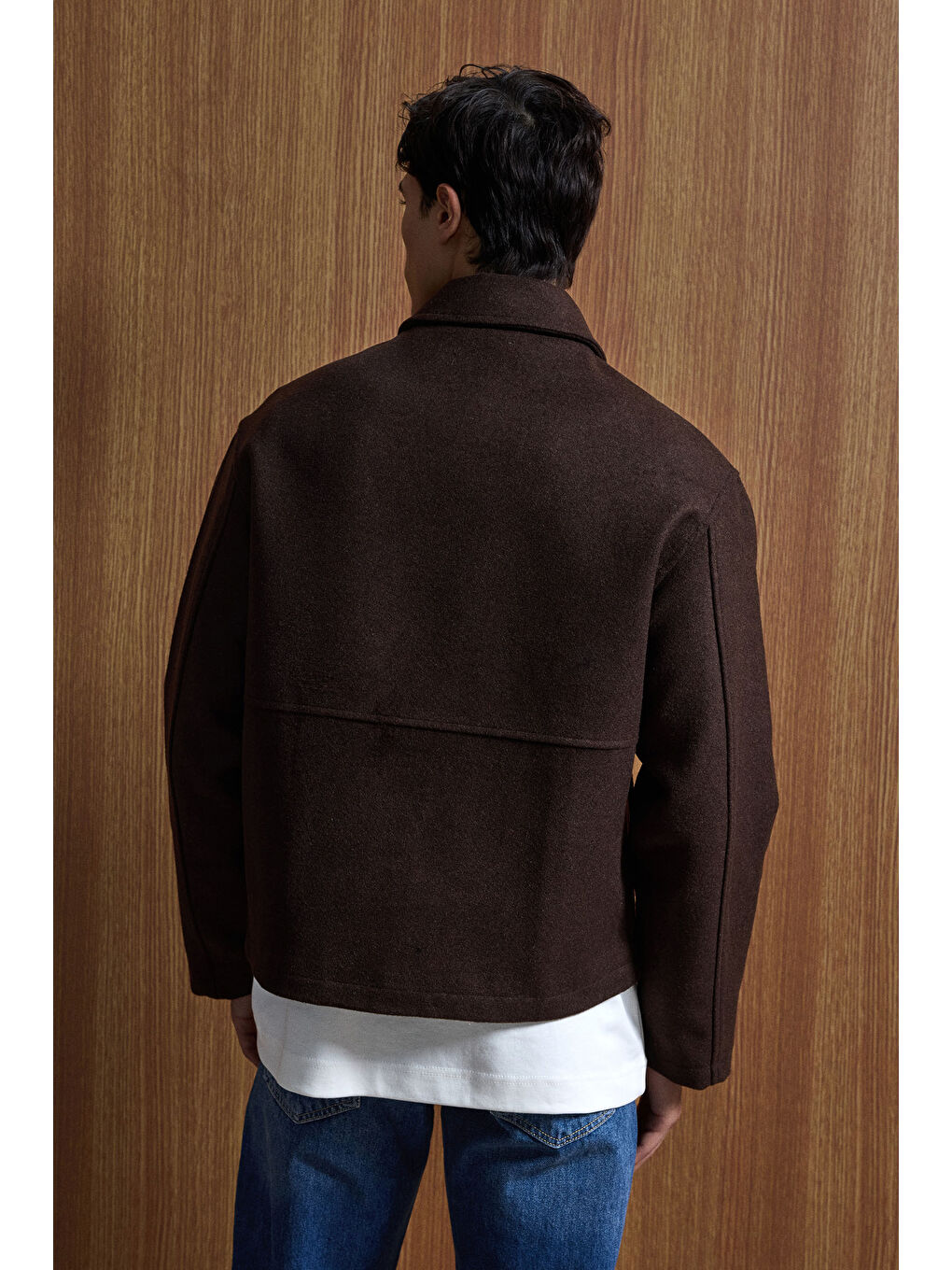 Erkek Relax Fit Premium Kaşe Ceket Kaban Kahverengi-4