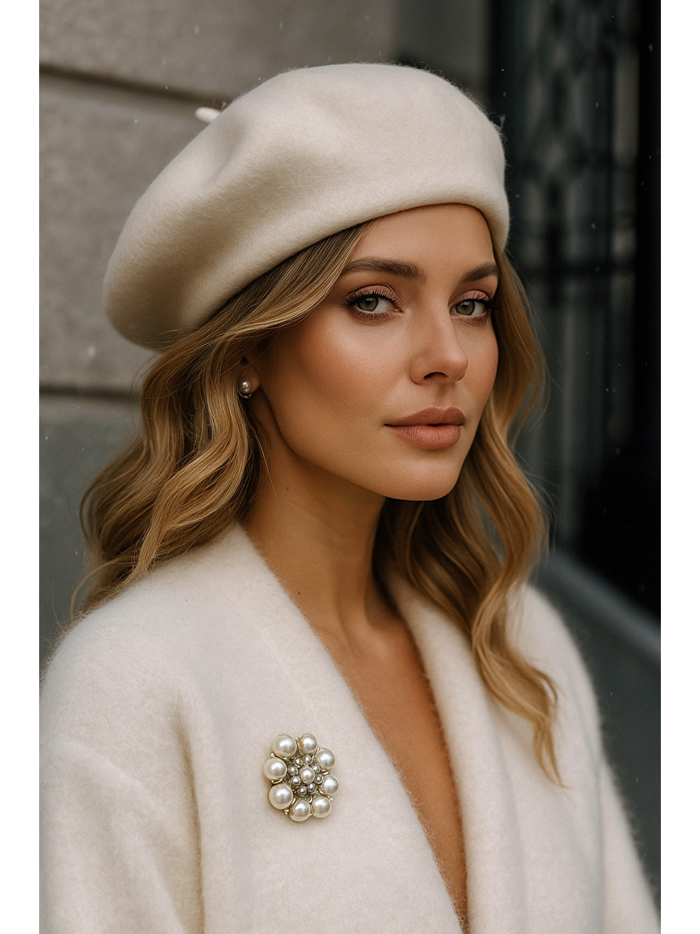 Kadın Ressam Ekru Bere Şapka BERE1101-1