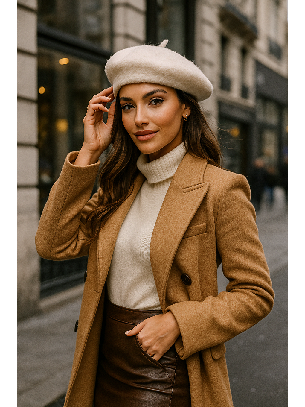 Kadın Ressam Ekru Bere Şapka BERE1101-2