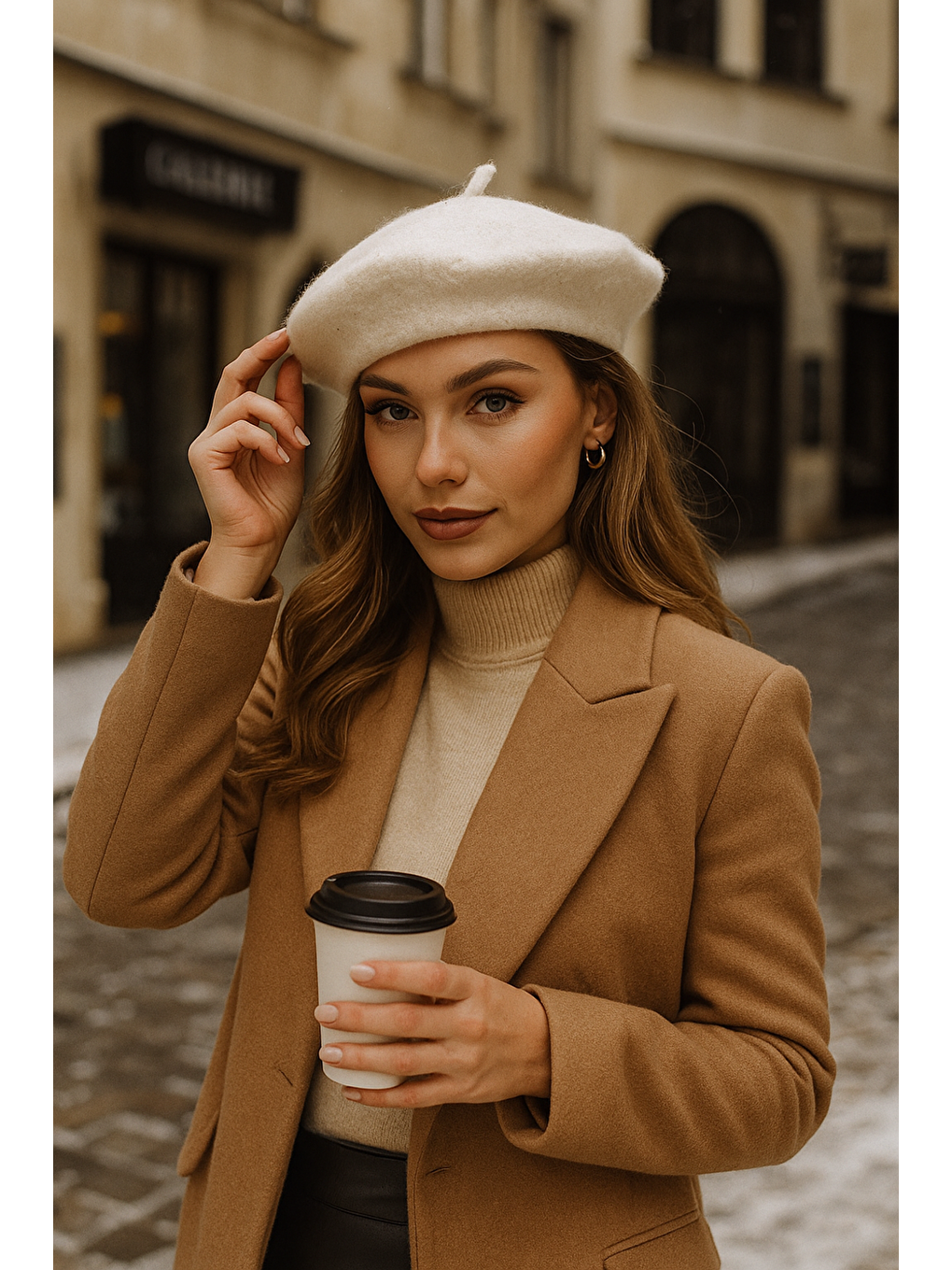 Kadın Ressam Ekru Bere Şapka BERE1101-3