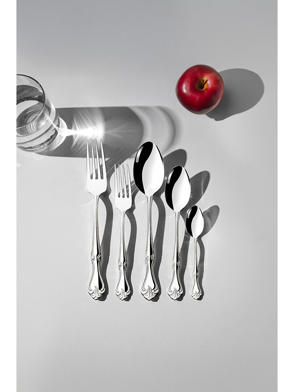 Gri Lalezar Sade 12 Kişilik 60 Parça Kutulu Çatal Kaşık Takımı