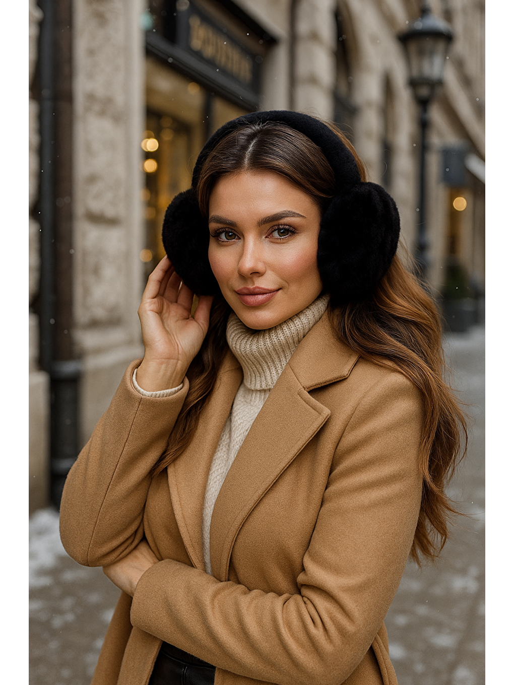 Pelüş Katlanabilir Siyah Tüylü Kulaklık Soğuğa Karşı Ekstra Koruma-2