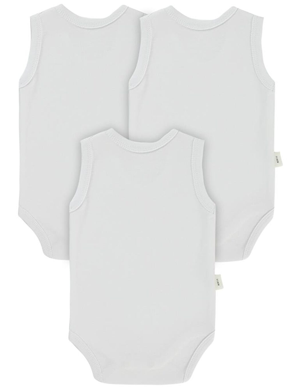 Beyaz Baby Düz Sıfır Kol 3 lü 0-3 Ay Çıtçıtlı Badi