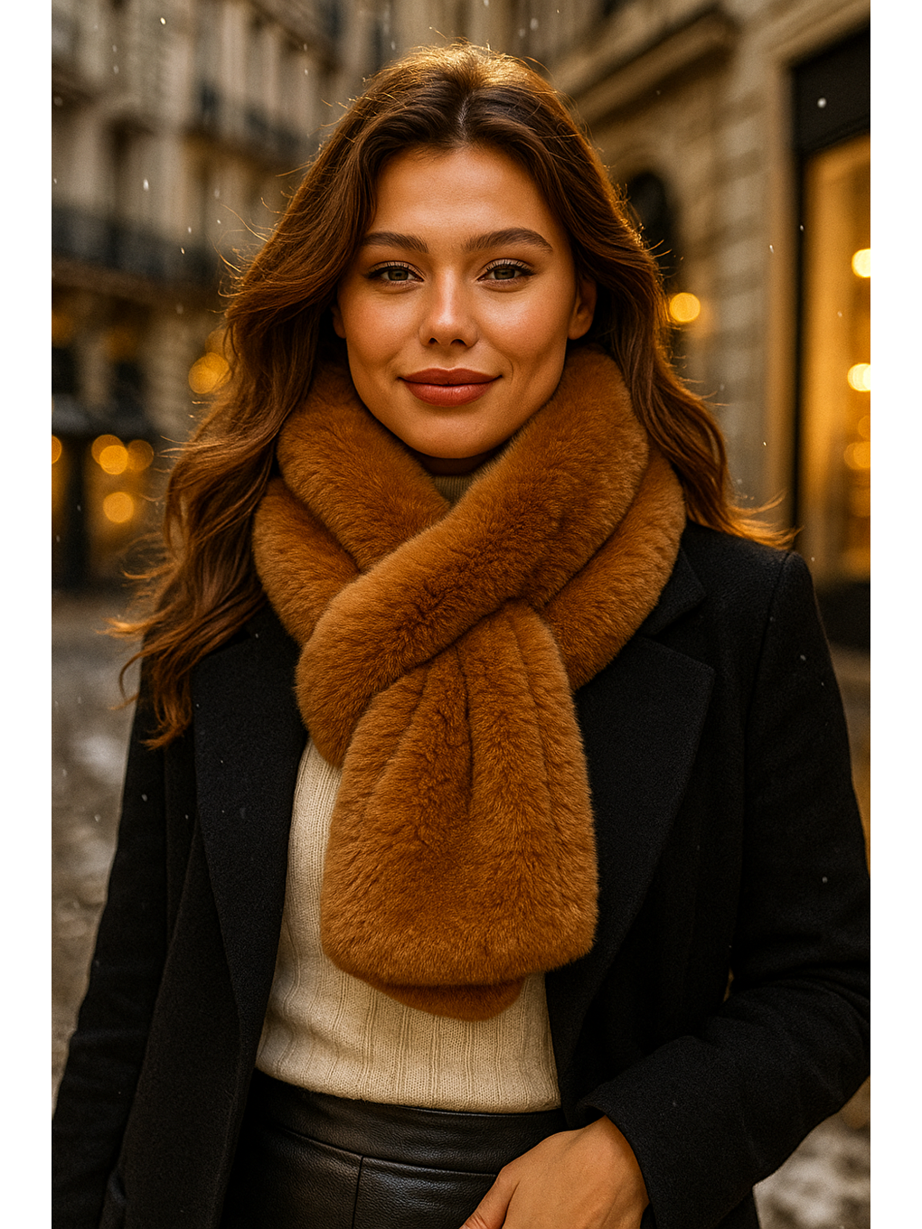 Kahverengi Kadın Camel Pelüş Kaşkol Boyunluk Atkı Byn01-1