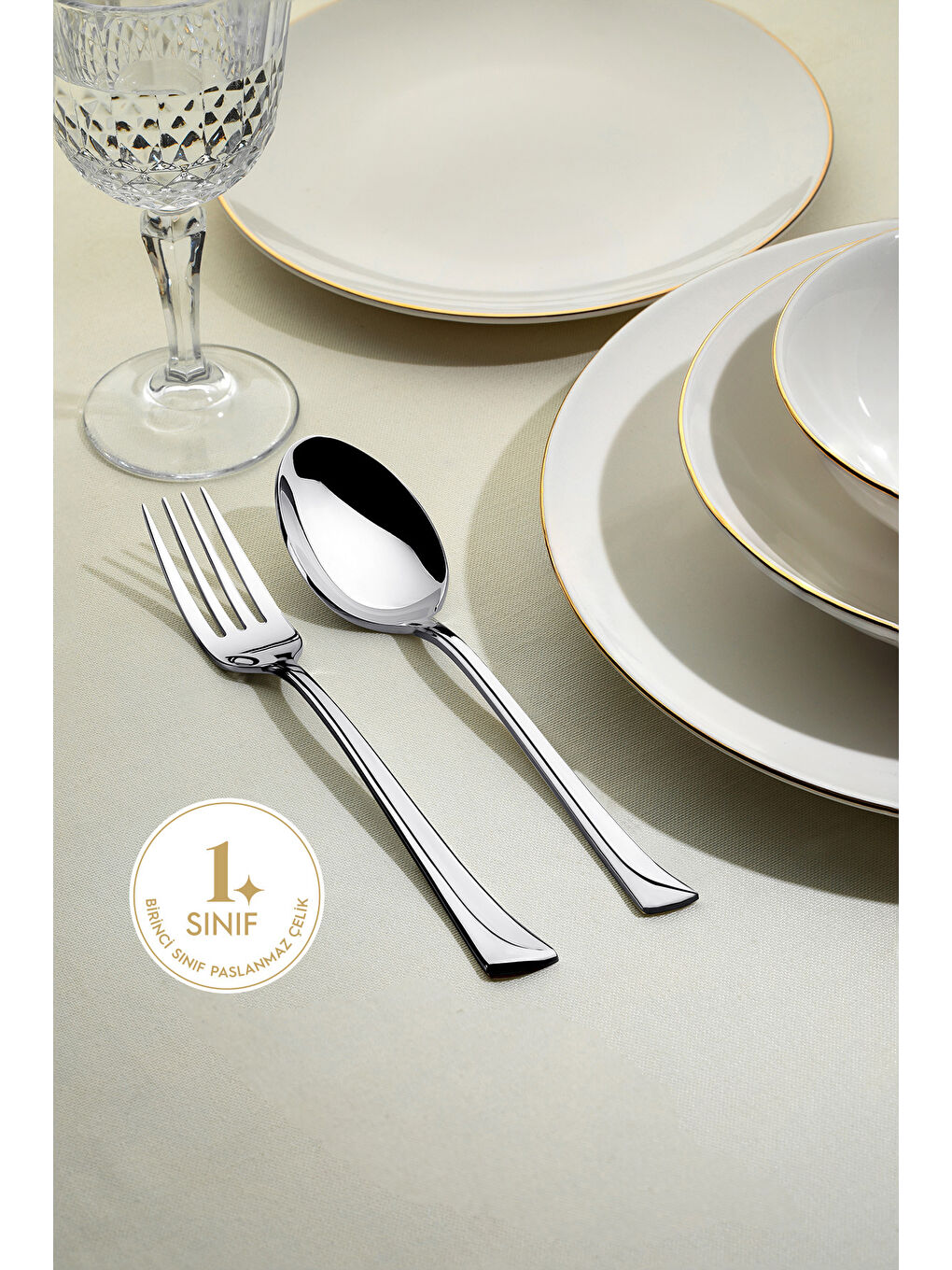 Gri Maksi Sade 12 Kişilik 72 Parça Kutulu Çatal Kaşık Bıçak Takımı