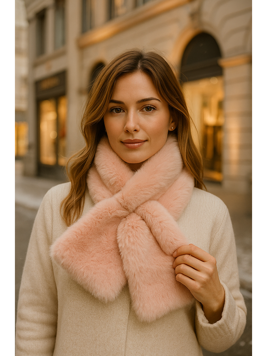 Pembe Kadın Pudra Pelüş Kaşkol Boyunluk Atkı Byn01-4