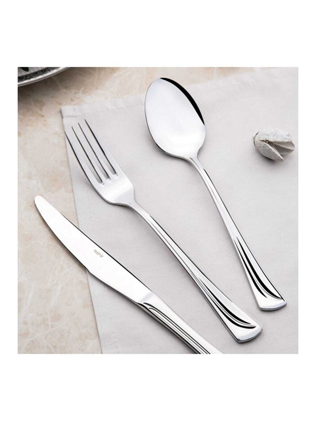 Gri Maksi Sade 12 Kişilik 72 Parça Kutulu Çatal Kaşık Bıçak Takımı-1